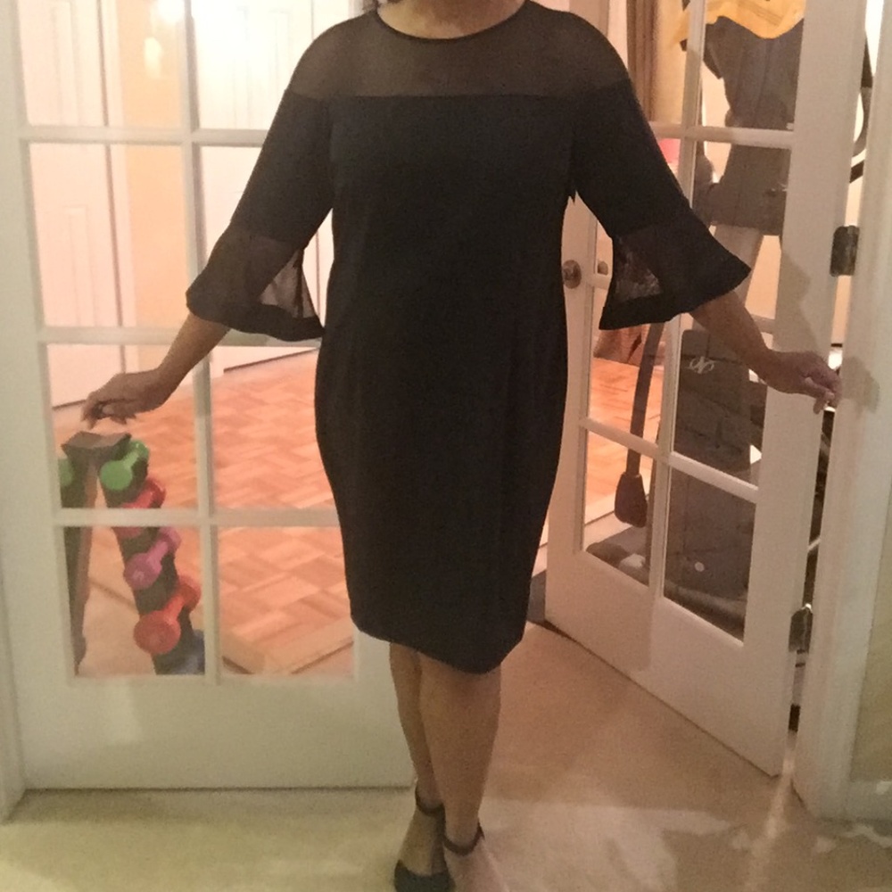 Lane Bryant Dress Sheer Shoulders/Bell Sleeves 16